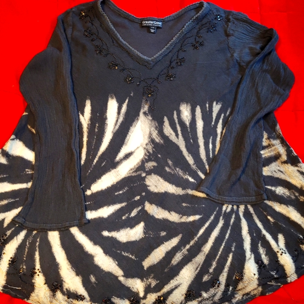 Tie dyed embroidered top
